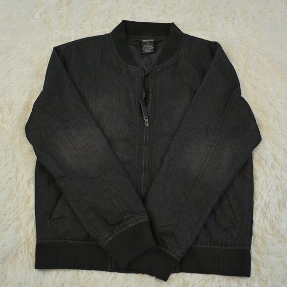 Ring of Fire Black Men's/Teen Denim Lightweight Zip Up Jacket Size L - Picture 1 of 3